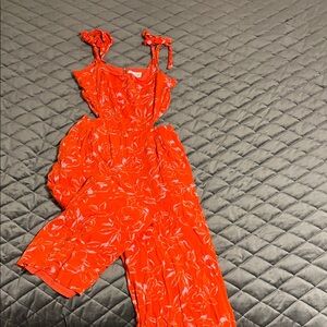 Sugarlips Bright Orange Floral Jumpsuit